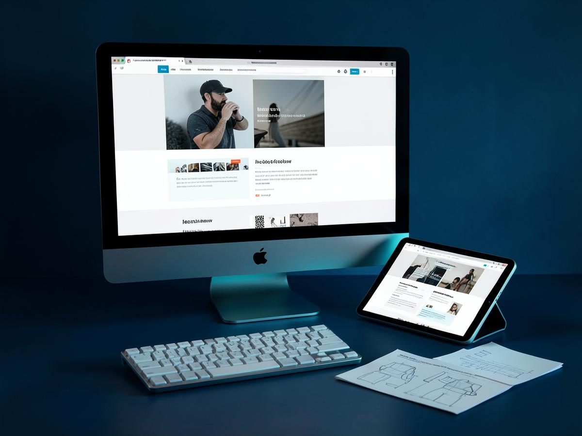 Modern laptop and tablet displaying responsive website designs